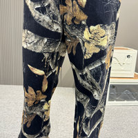 Celana Jeans Camo Motif Daun Pohon Asli, Model Longgar, Kaki Lurus, Denim Vintage, Kamuflase Hutan Hitam, Celana Streetwear, Baggy