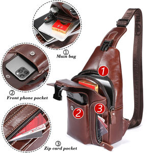 BULLCAPTAIN男士时尚皮革斜跨胸包吊带背包带USB充电口单肩包 - Product Image 3