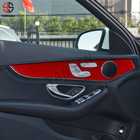 Autocollant de couverture de panneau de porte intérieur en Fiber de carbone véritable garnitures de protection accessoires automobiles pour Mercedes Benz W205 GLC W205 C200 C300