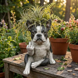 Vaso per Piante a Forma di <span class=keywords><strong>Bulldog</strong></span> <span class=keywords><strong>Francese</strong></span>, Decorazione Divertente in Resina Dipinta a Mano, Supporto per Piante Succulente e da Aria, Statua Decorativa per Giardino e Ufficio - Product Image 4