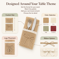 Organisateur de couverts en toile de jute pour fourchettes, couteaux, cuillères, baguettes – Décoration de table rustique pour événements, Noël, mariages, fêtes