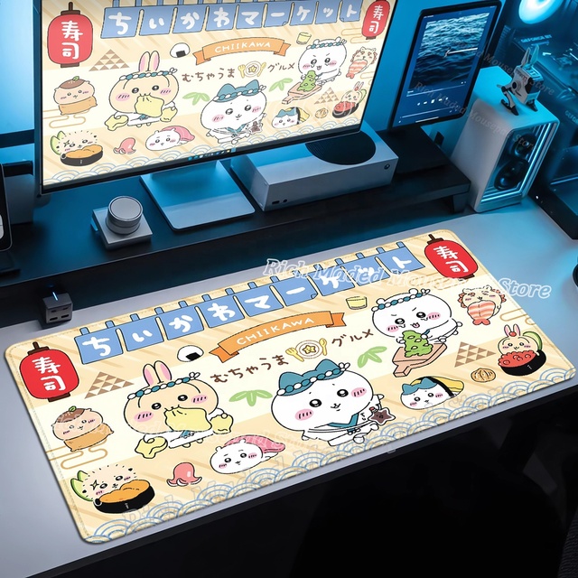 Cute Anime Chiikawas Mousepad Computer Gamer Lock Edge Mouse Pad 90x40cm Gaming Keyboard Desk Pad Anime Derivatives