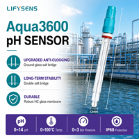 Aqua3600 Elektroda pH Kaca Suhu Tinggi 0-100C Sensor PG13.5 Probe pH Digital Portabel dengan Layar untuk Proses Air Industri