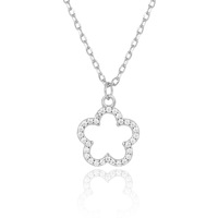 Collar de flores de plata de ley S925-Colgante de trébol de cinco hojas, diseño suave y elegante para mujer