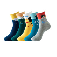 Vente chaude 5 paires de chaussettes d'hiver pour femmes Chaussettes à motif de coton de conception d'animal de dessin animé