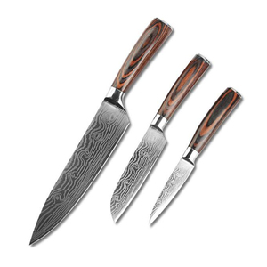Juego de <span class=keywords><strong>cuchillos</strong></span> de cocina con mango de madera, <span class=keywords><strong>Set</strong></span> de <span class=keywords><strong>cuchillos</strong></span> de <span class=keywords><strong>Chef</strong></span> de acero inoxidable, diseño ergonómico con logotipo personalizado, 8 unidades - Product Image 5