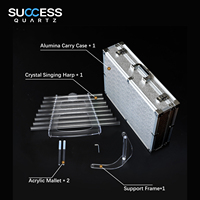 SUCCESS Wholesale Clear 8 Tubes High C Tone Pure Quartz Bowl Quartz Singing Crystal Harp with Carrying Case