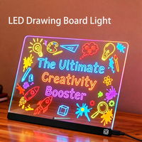 Tablette de dessin LED en acrylique pour enfants, bloc lumineux créatif, lumière chaude, tableau de croquis néon magique avec 7 marqueurs, jouet éducatif, cadeau