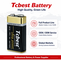 Baterai Seng Karbon 9V 6F22 200 menit Daya Tahan Lama Casing Baja Anti Bocor untuk Detektor Asap Alarm Multimeter