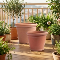 Pot de fleurs en plastique imitation terre cuite de 10 pouces, léger, incassable, écologique, avec trou de drainage, design classique, pour utilisation au sol
