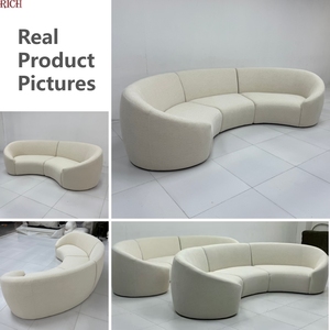 Sofá Seccional Curvo en Forma de Riñón, Moderno y Minimalista, para Sala de Estar, Hotel, Oficina, Eventos, Media <span class=keywords><strong>Luna</strong></span>, Redondo, de Terciopelo y Lino - Product Image 6