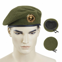 Bérets tactiques en laine vert olive pour hommes, personnalisables avec badge, doublure en soie, uniformes de scouts, Boina