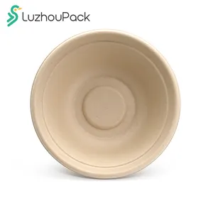 LuzhouPack 1050ml 40oz pengambilan Bagasse Biodegradable sekali pakai ukuran besar 100% kertas Salad mangkuk peralatan makan 100%