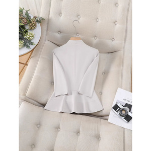 Women's Black Three Quarter Sleeve Blazer Fitted Waist Elegant Slim Fit Commute Spring Summer Autumn - Product Image 3