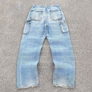 custom <b>men</b> denim <b>jeans</b> Factory Distress Wash Double Knee complet <b>jean</b> homme Tactical Skate <b>Work</b> Baggy Fit trench en <b>jean</b> - Product Image 2