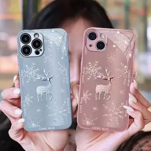 Popular Bear Snow Pattern Glass Mobile And Back Cell Shell Phone Case Covers For Iphone 11 12 13 14 15 XR XS MAX 7 8 PLUS 7 8