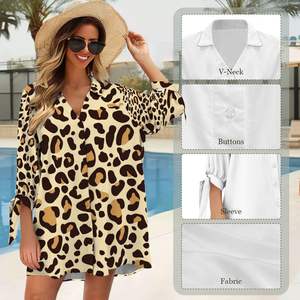 เสื้อคาร์ดิแกนลำลองของผู้หญิงเสื้อแจ็คการ์ดแขนสามส่วนตกแต่งกระดุมพิมพ์ลายทึบยาวสำหรับฤดูร้อนฤดูใบไม้ร่วง - Product Image 2