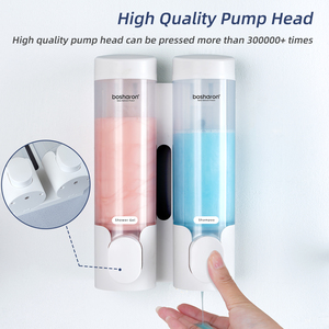 Dispenser Manuale a Pressione <span class=keywords><strong>per</strong></span> Sapone Liquido 320ml*2 Montaggio a Parete in Plastica Resistente <span class=keywords><strong>per</strong></span> <span class=keywords><strong>Doccia</strong></span> e Shampoo - Product Image 4