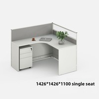 Ensemble table et chaises de bureau Yazhi, style moderne minimaliste en métal, avec écran de séparation d'angle pour quatre personnes