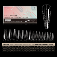 Makeauty, lo último en tendencia, 150 unidades/caja, moldes de plástico cuadrados dobles para uñas, moldes reutilizables para extensión de uñas para uso en salón, con escala transparente