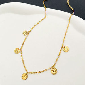 G4063 venta al por mayor de acero inoxidable chapado en oro moneda colgante collar estilo francés joyería clavícula cadena moneda collar - Product Image 4