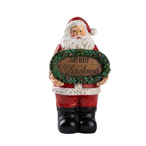 Statuetta Vintage di Babbo <span class=keywords><strong>Natale</strong></span> in Resina - Decorazione Natalizia per la Casa con Scritta 'Merry Christmas' - Product Image 1