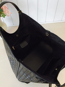 Geweven leren draagtas Grote capaciteit Shopper Handtas Diagonaal Lattice Weave Gouden Ringhandvat Dames Strandwerk tas - Product Image 4
