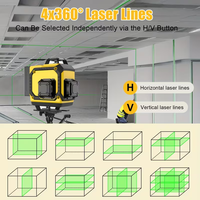 Niveau laser auto-nivelant 360, niveau laser vert 16 lignes, 4x360 horizontal et vertical, 2 batteries, montage mural, télécommande