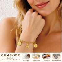 Bracelet personnalisé avec pendentif lettre ajustable en acier inoxydable plaqué or 18 carats, étanche et inaltérable, bijoux de mode