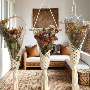 <b>Boho</b> Macrame Still Life Dried Flower <b>Wall</b> <b>Hanging</b> Handmade Cotton Rope Flower Holder Nordic Rustic Home Decor <b>Wall</b> Basket Living - Product Image 2