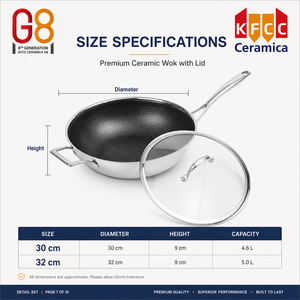Wok de chef en céramique G8 à structure alvéolée avec option sans PFAS, pour commandes en gros et approvisionnement stable, destiné aux équipes de sourcing OEM ODM - Product Image 5