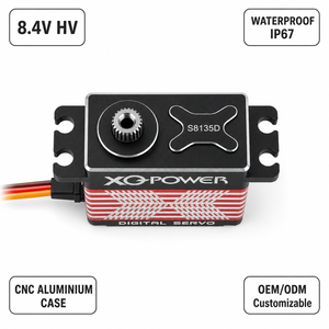 สินค้าใหม่ปี 2026 XQ-POWER S8135D เซอร์โวแบบดิจิตอลไร้แปรงถ่าน 35 กก. กันน้ำ เฟืองสแตนเลส ตัวเรือนอะลูมิเนียม CNC ความเร็ว 0.10 วินาที 8.4V สำหรับ UAV - Product Image 1