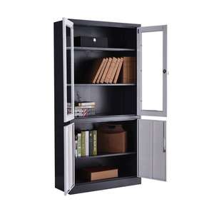 Archivador Metálico Ejecutivo de 2 Puertas de Vidrio y 2 de Acero, Almacenamiento de Doble Acceso para Oficina Corporativa, Banco o Consultorio Legal - Product Image 4