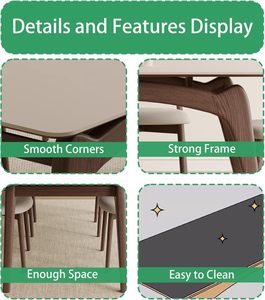 Bộ bàn ghế ăn 6 món bằng gỗ nguyên khối 55.11 \ "* 31.5 \" * 29.52 \ "nhà bếp phòng ăn bàn với 4 ghế 70.86 \" Chiều rộng chỗ ngồi - Product Image 6