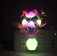 Lampe murale LED de chevet RGB en forme de rose avec capteur de contrôle, alimentation CA, corps en plastique, lumière rose multicolore