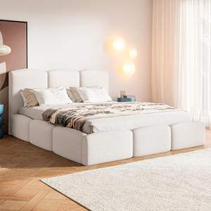 Letto Moderno Regolabile con Contenitore, Struttura a Doghe, Rivestimento in Velluto, Telaio in Legno, Sistema di Sollevamento a Gas, <span class=keywords><strong>Testiera</strong></span> Imbottita - Product Image 1