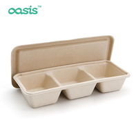 Boîte Oasis 16oz/500ml jetable en pulpe de bagasse compostable, imperméable, résistante à la graisse, alimentaire, compatible micro-ondes, pour le camping
