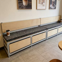 Banquette modulaire en contreplaqué de bouleau avec rangement et dossier pour restaurant et café