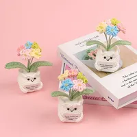 Pot de fleurs en crochet fait main « Ne t'oubliez pas » avec carte d'énergie positive – Cadeau de soutien émotionnel pour la décoration de bureau et les amoureux