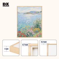 Toile tendue pré-primée DX Designs 16x20 pouces avec cadre en bois flottant de qualité supérieure pour la peinture, l'impression personnalisée et la décoration murale