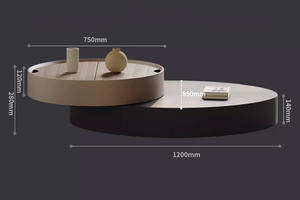 Mesa de Centro Giratoria Moderna y Lujosa con Diseño de Panel de Madera para Sala de Estar, con Función Telescópica Ajustable, 1 Año de Garantía - Product Image 5