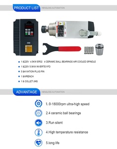 300Hz 18000RPM mm ER32 220V 12A sfera in vaso mandrino raffreddato ad aria 4.5KW mandrino del tornio e Kit VFD 5.5KW - Product Image 5