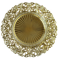 Assiettes de présentation rondes de luxe modernes en plastique doré sculpté, style européen, pour mariage, décoration et sous-plats occidentaux