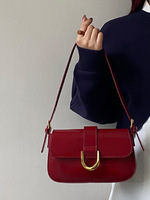 Sac à bandoulière tendance en similicuir verni brillant, petit format, imperméable, pour femme, usage quotidien, style hobo croissant, été et hiver