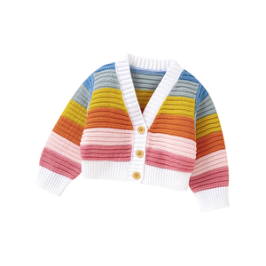Top Ranking Mimixiong Oeko Tex <span class=keywords><strong>de</strong></span> <span class=keywords><strong>punto</strong></span> bebé recién <span class=keywords><strong>nacido</strong></span> colorido hermoso patrón <span class=keywords><strong>de</strong></span> arco iris bebés abrigo <span class=keywords><strong>de</strong></span> <span class=keywords><strong>punto</strong></span> cárdigans ropa - Product Image 1