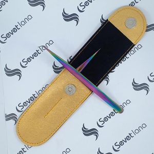 Pinzas de acero inoxidable de colores arcoíris para pestañas, pinzas para cejas con logotipo privado, gran éxito de ventas en 2026 - Product Image 3