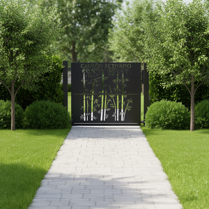 Portail de jardin en acier design bambou 39,4x39,4 Anthracite, battant, commande manuelle, thermolaqué, installation facile - Product Image 2