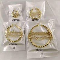 Pendientes de aro con nombre personalizado, corazón, giro, personalizados para mujeres y niñas, grandes aros circulares de acero