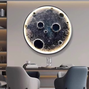 Pintura decorativa redonda de la Luna <span class=keywords><strong>para</strong></span> el vestíbulo <span class=keywords><strong>y</strong></span> la sala de estar, pintura con luz LED brillante - Product Image 2