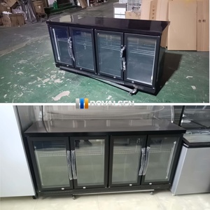 Réfrigérateur de bar encastrable sous comptoir avec 4 portes vitrées, refroidissement par compresseur, pour boissons - Product Image 4